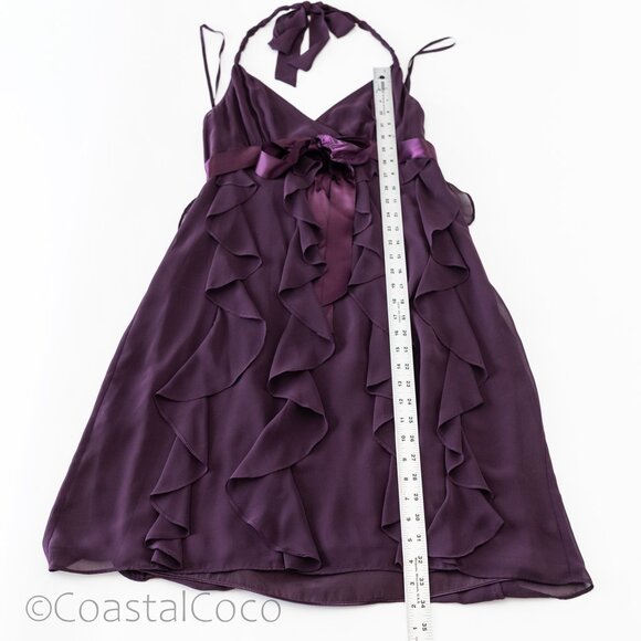 Eliza J Purple Ruffle Chiffon Dress 8 Halter Babydoll Fairycore Y2K Whimsy Party - Picture 8 of 10